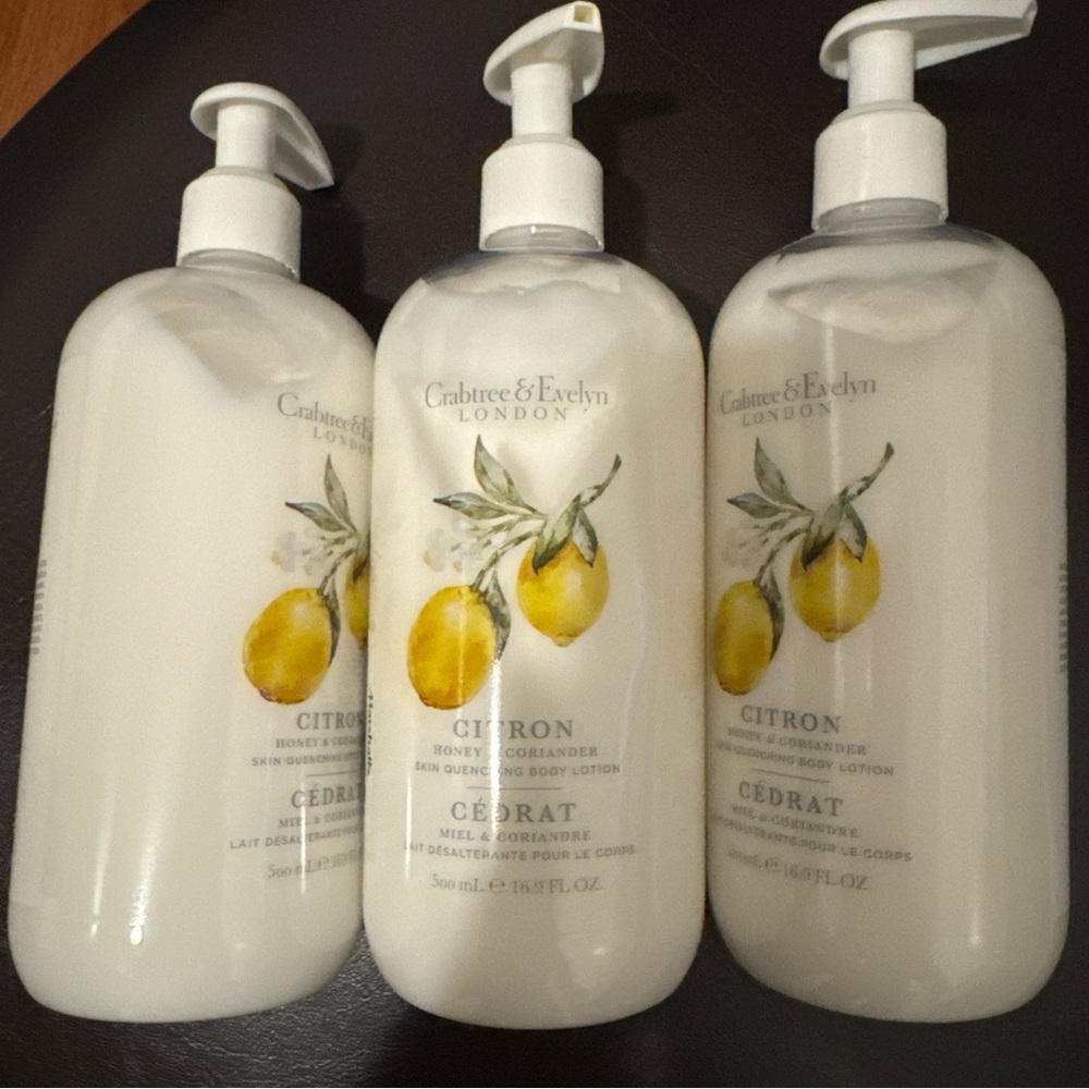 3 Crabtree & Evelyn Citron Honey & Coriander Body Lotion 16.9 oz Each NEW